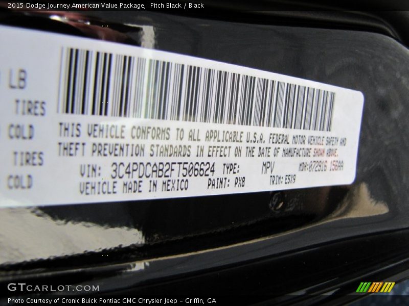 Pitch Black / Black 2015 Dodge Journey American Value Package