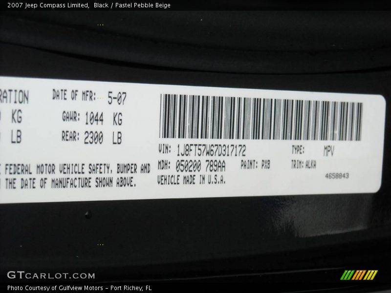 Black / Pastel Pebble Beige 2007 Jeep Compass Limited