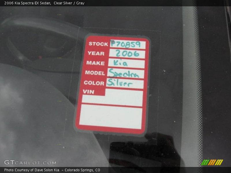 Clear Silver / Gray 2006 Kia Spectra EX Sedan