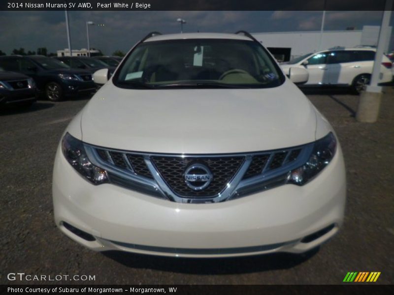Pearl White / Beige 2014 Nissan Murano SV AWD