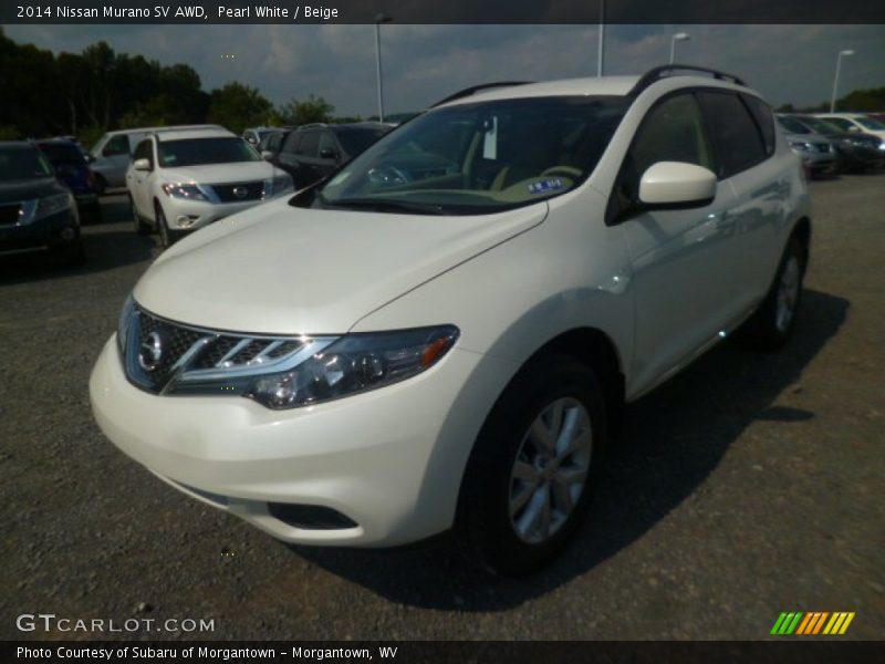 Pearl White / Beige 2014 Nissan Murano SV AWD