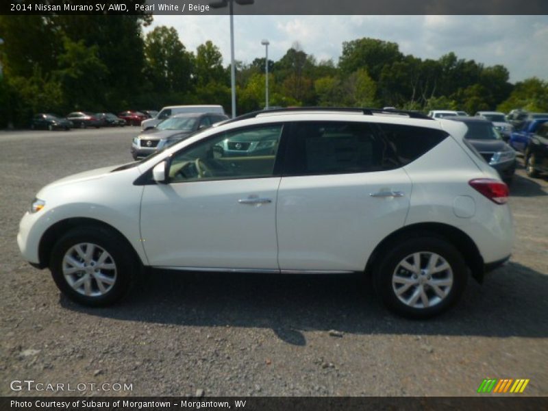 Pearl White / Beige 2014 Nissan Murano SV AWD