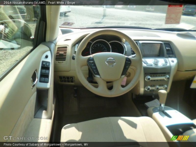 Pearl White / Beige 2014 Nissan Murano SV AWD