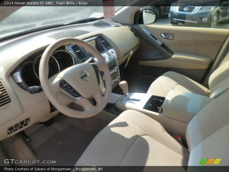 Pearl White / Beige 2014 Nissan Murano SV AWD