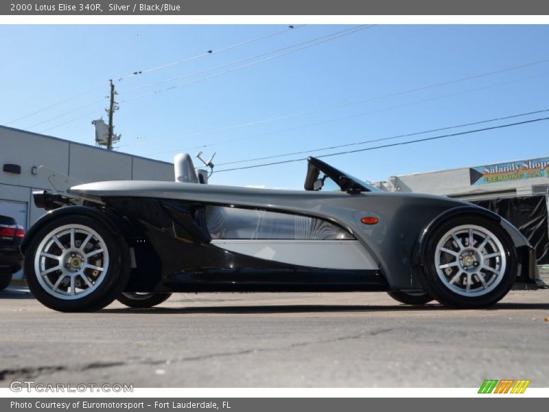 Silver / Black/Blue 2000 Lotus Elise 340R