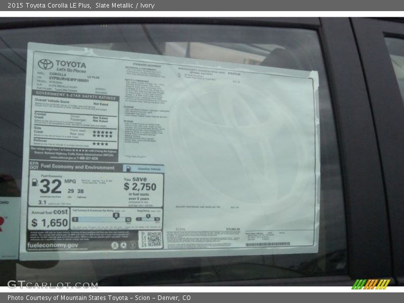  2015 Corolla LE Plus Window Sticker