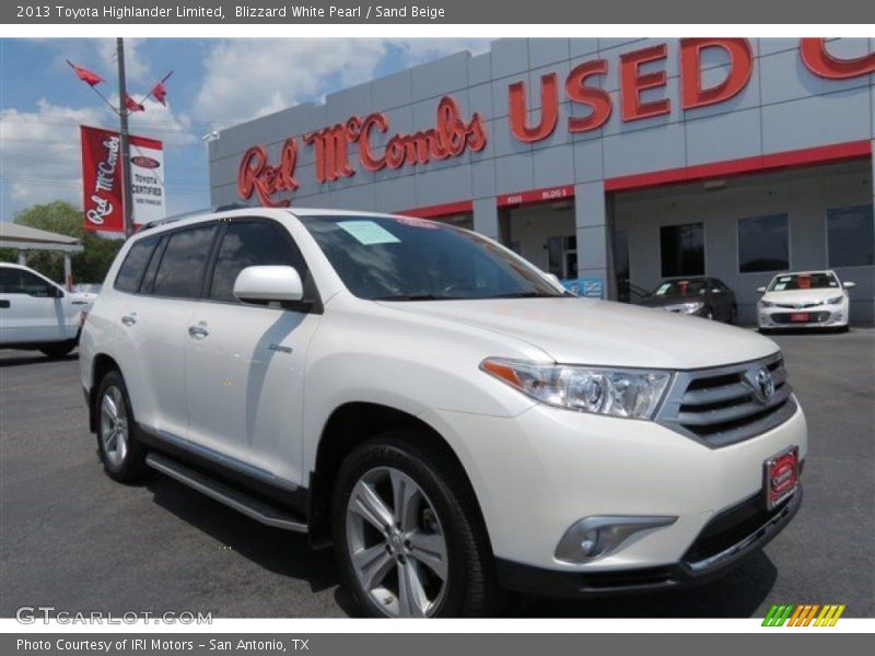 Blizzard White Pearl / Sand Beige 2013 Toyota Highlander Limited
