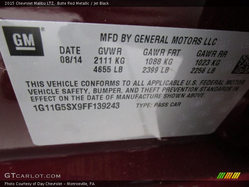 Butte Red Metallic / Jet Black 2015 Chevrolet Malibu LTZ