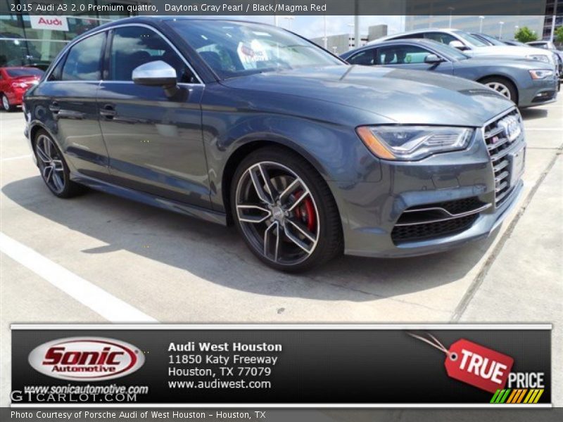 Daytona Gray Pearl / Black/Magma Red 2015 Audi A3 2.0 Premium quattro
