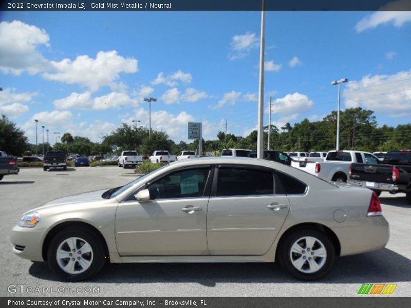 Gold Mist Metallic / Neutral 2012 Chevrolet Impala LS