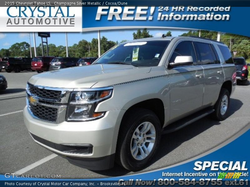 Champagne Silver Metallic / Cocoa/Dune 2015 Chevrolet Tahoe LS