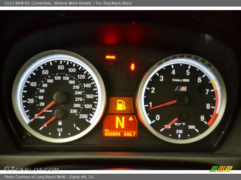Mineral White Metallic / Fox Red/Black/Black 2011 BMW M3 Convertible
