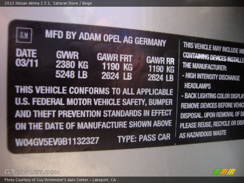 Saharan Stone / Beige 2013 Nissan Altima 2.5 S