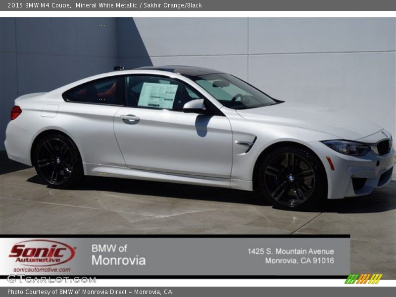 Mineral White Metallic / Sakhir Orange/Black 2015 BMW M4 Coupe