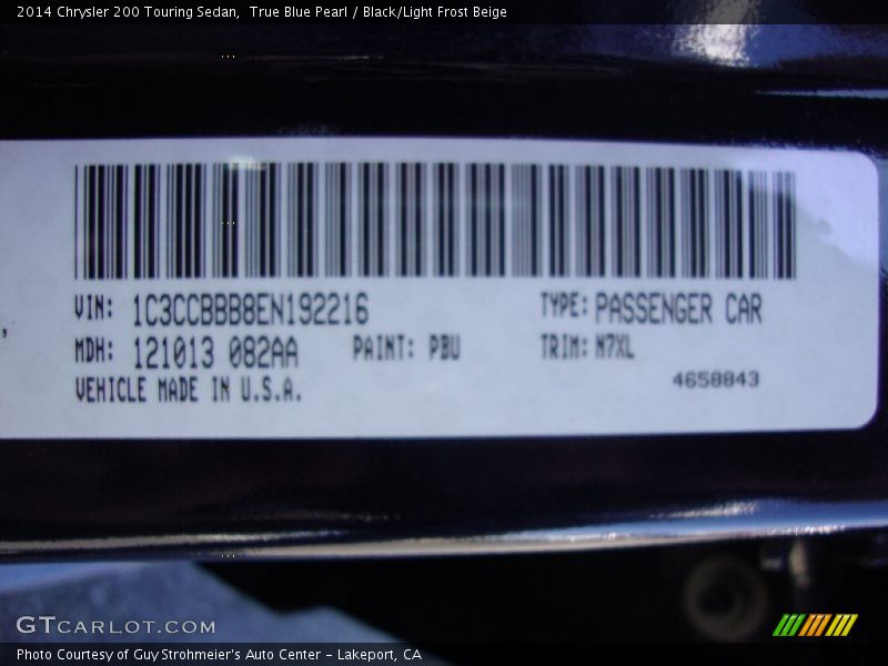 True Blue Pearl / Black/Light Frost Beige 2014 Chrysler 200 Touring Sedan