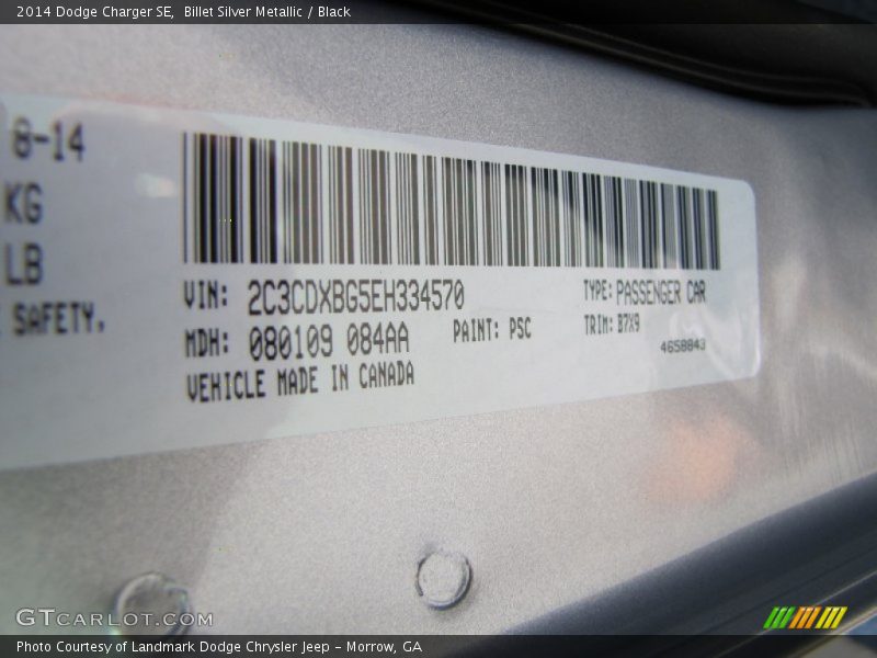 Billet Silver Metallic / Black 2014 Dodge Charger SE
