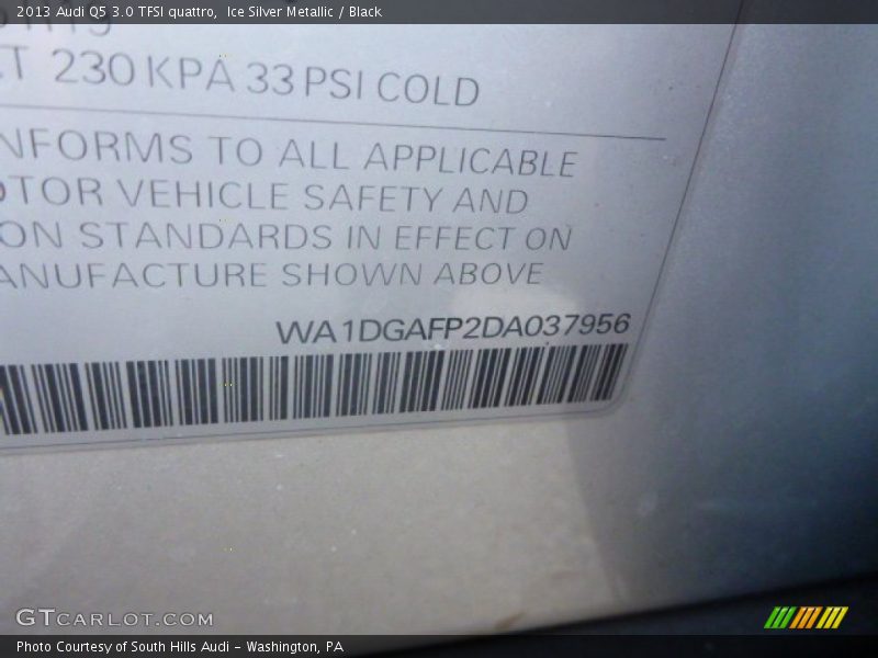 Ice Silver Metallic / Black 2013 Audi Q5 3.0 TFSI quattro