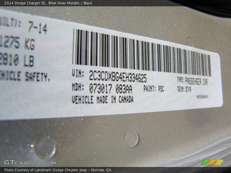Billet Silver Metallic / Black 2014 Dodge Charger SE