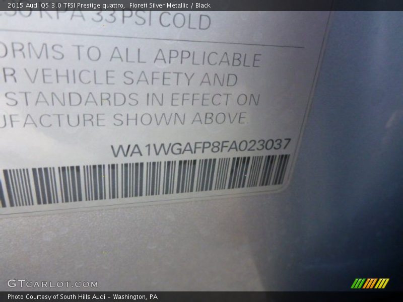 Florett Silver Metallic / Black 2015 Audi Q5 3.0 TFSI Prestige quattro
