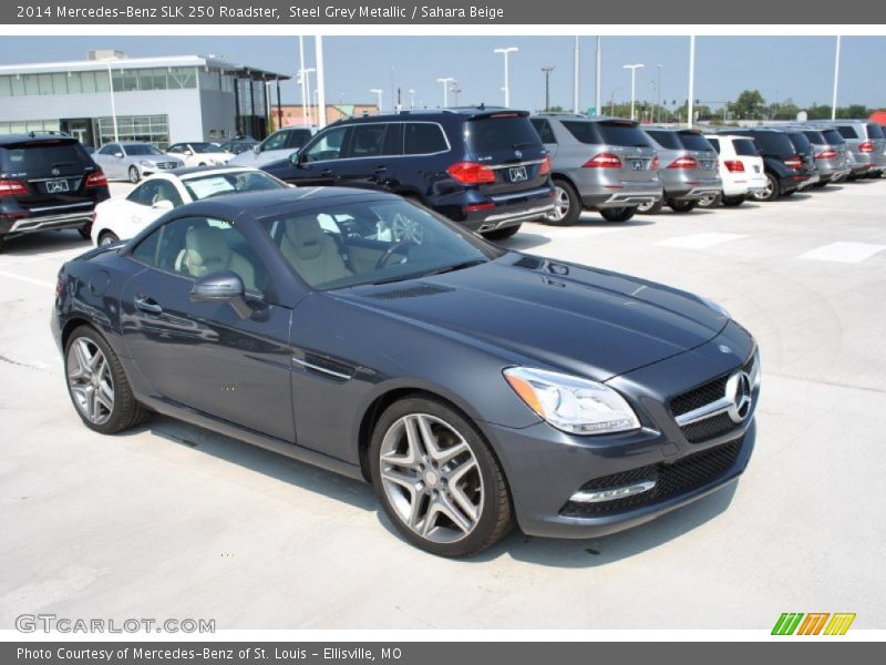 Steel Grey Metallic / Sahara Beige 2014 Mercedes-Benz SLK 250 Roadster