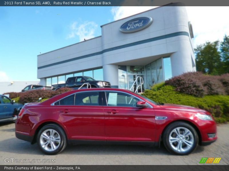 Ruby Red Metallic / Charcoal Black 2013 Ford Taurus SEL AWD