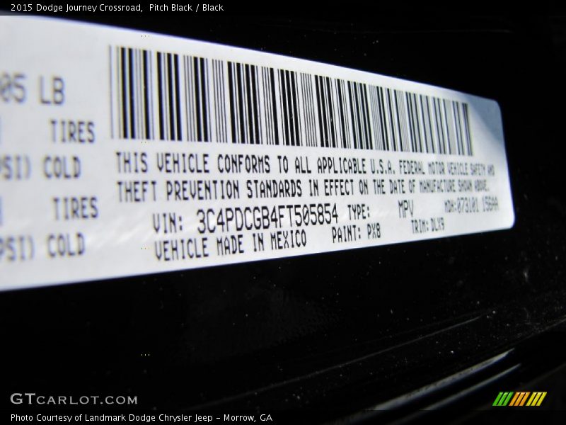 Pitch Black / Black 2015 Dodge Journey Crossroad