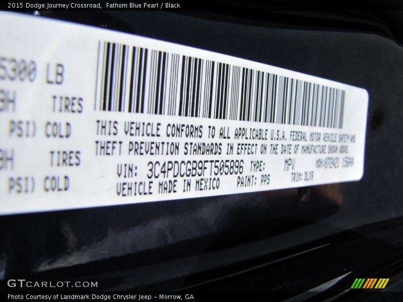 Fathom Blue Pearl / Black 2015 Dodge Journey Crossroad