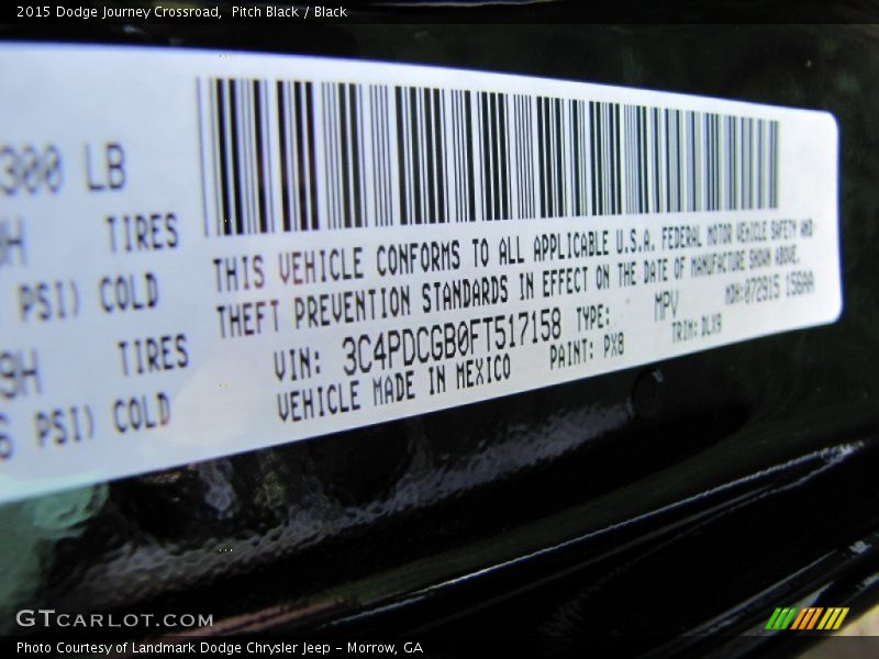 Pitch Black / Black 2015 Dodge Journey Crossroad