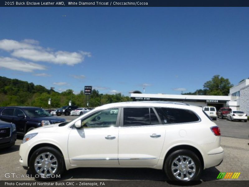 White Diamond Tricoat / Choccachino/Cocoa 2015 Buick Enclave Leather AWD