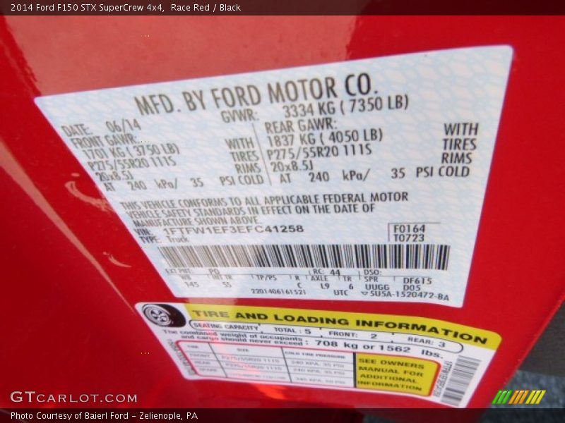 Race Red / Black 2014 Ford F150 STX SuperCrew 4x4