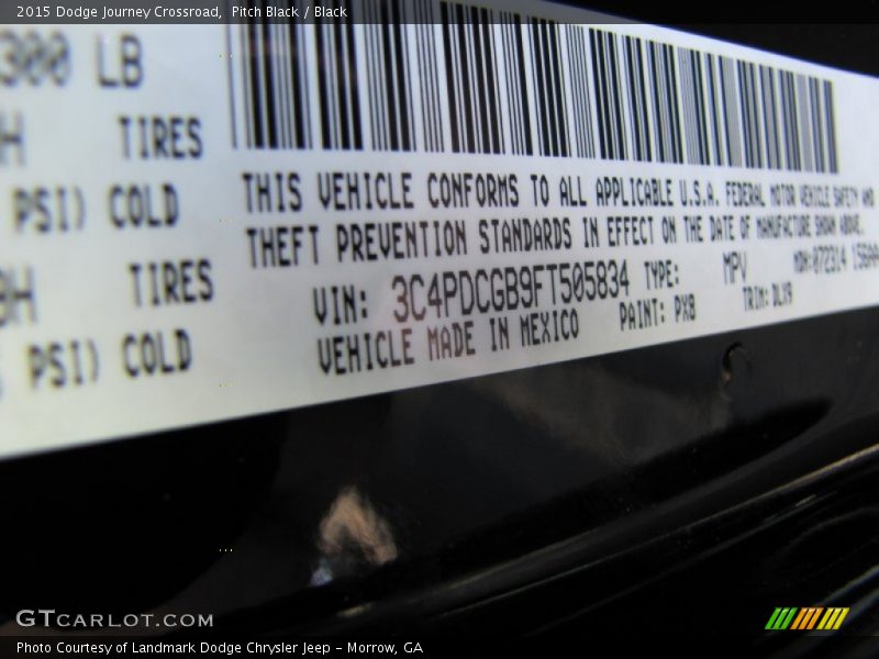 Pitch Black / Black 2015 Dodge Journey Crossroad