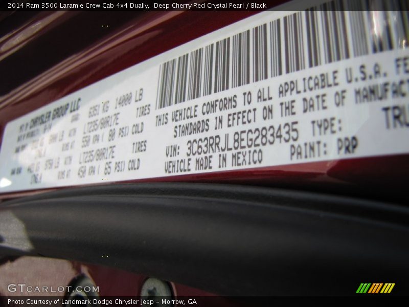 Deep Cherry Red Crystal Pearl / Black 2014 Ram 3500 Laramie Crew Cab 4x4 Dually
