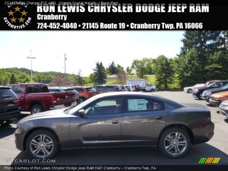 Granite Crystal Metallic / Black/Red 2014 Dodge Charger R/T AWD