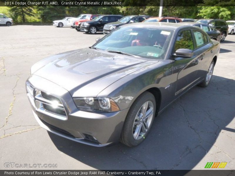 Granite Crystal Metallic / Black/Red 2014 Dodge Charger R/T AWD