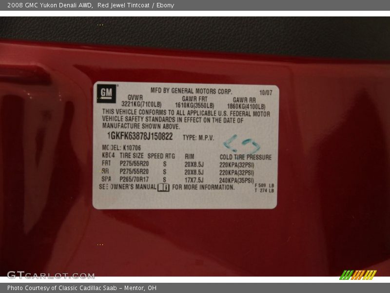 Red Jewel Tintcoat / Ebony 2008 GMC Yukon Denali AWD