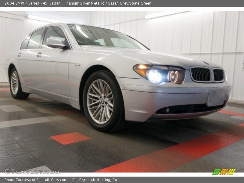 Titanium Silver Metallic / Basalt Grey/Stone Green 2004 BMW 7 Series 745i Sedan