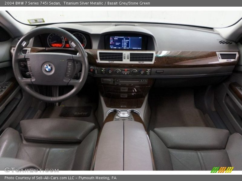 Titanium Silver Metallic / Basalt Grey/Stone Green 2004 BMW 7 Series 745i Sedan