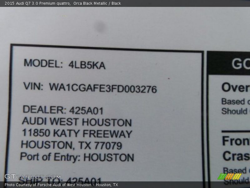 Orca Black Metallic / Black 2015 Audi Q7 3.0 Premium quattro