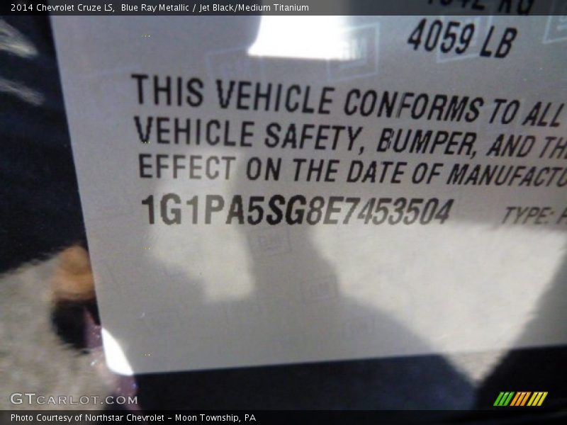 Blue Ray Metallic / Jet Black/Medium Titanium 2014 Chevrolet Cruze LS