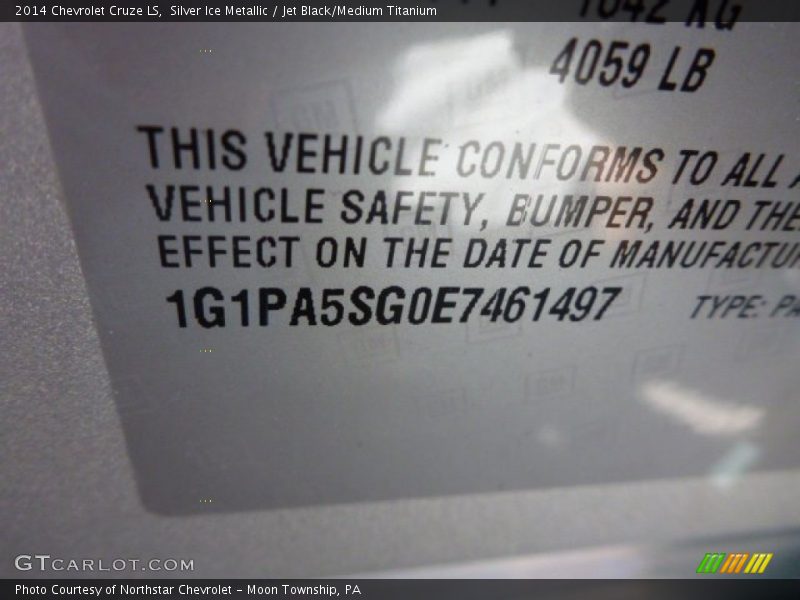 Silver Ice Metallic / Jet Black/Medium Titanium 2014 Chevrolet Cruze LS