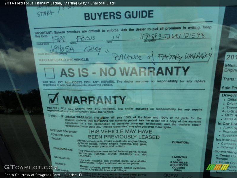 Sterling Gray / Charcoal Black 2014 Ford Focus Titanium Sedan