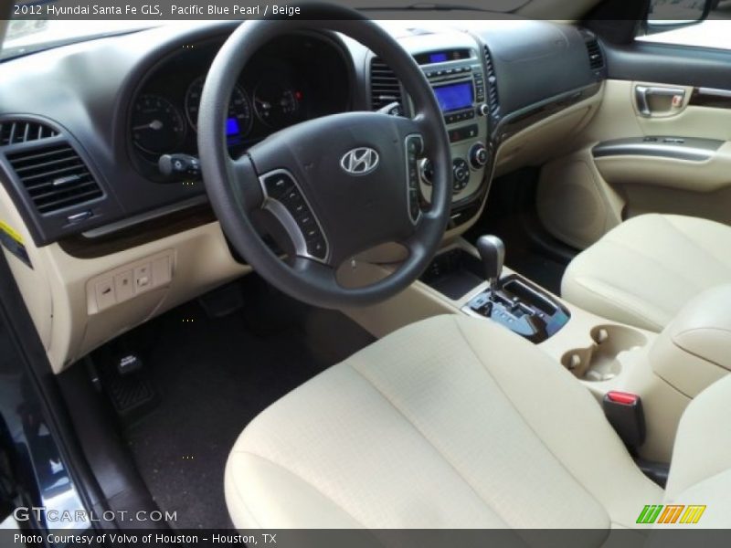 Pacific Blue Pearl / Beige 2012 Hyundai Santa Fe GLS