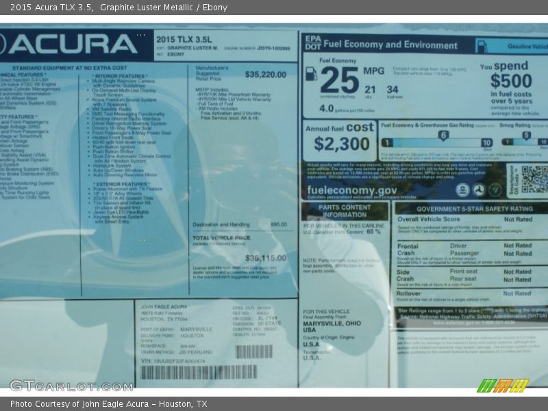 Graphite Luster Metallic / Ebony 2015 Acura TLX 3.5