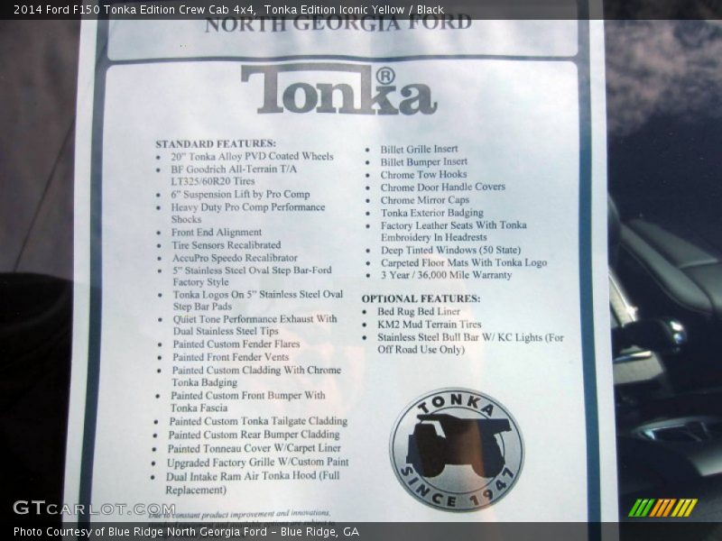 Info Tag of 2014 F150 Tonka Edition Crew Cab 4x4