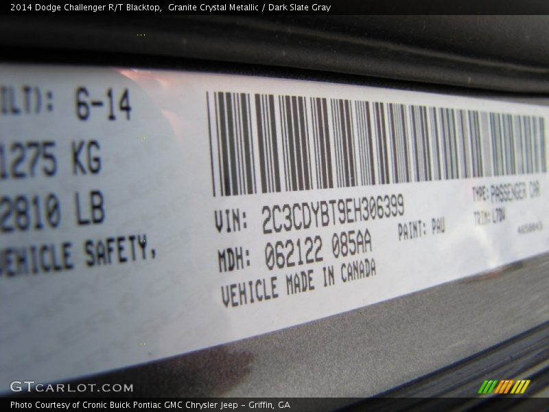 Granite Crystal Metallic / Dark Slate Gray 2014 Dodge Challenger R/T Blacktop