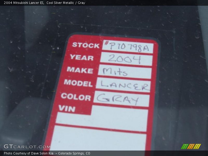 Cool Silver Metallic / Gray 2004 Mitsubishi Lancer ES