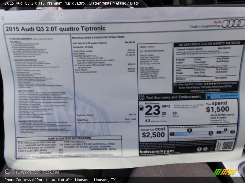  2015 Q3 2.0 TFSI Premium Plus quattro Window Sticker