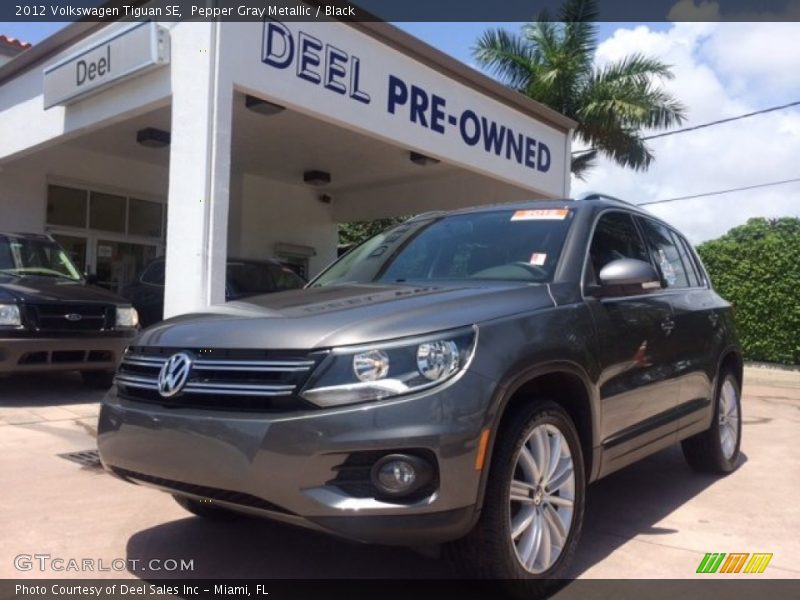 Pepper Gray Metallic / Black 2012 Volkswagen Tiguan SE