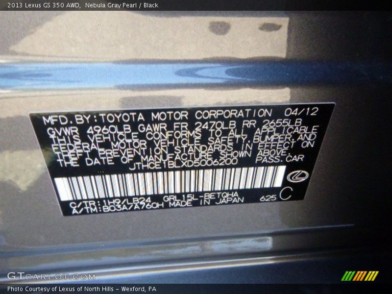 Nebula Gray Pearl / Black 2013 Lexus GS 350 AWD