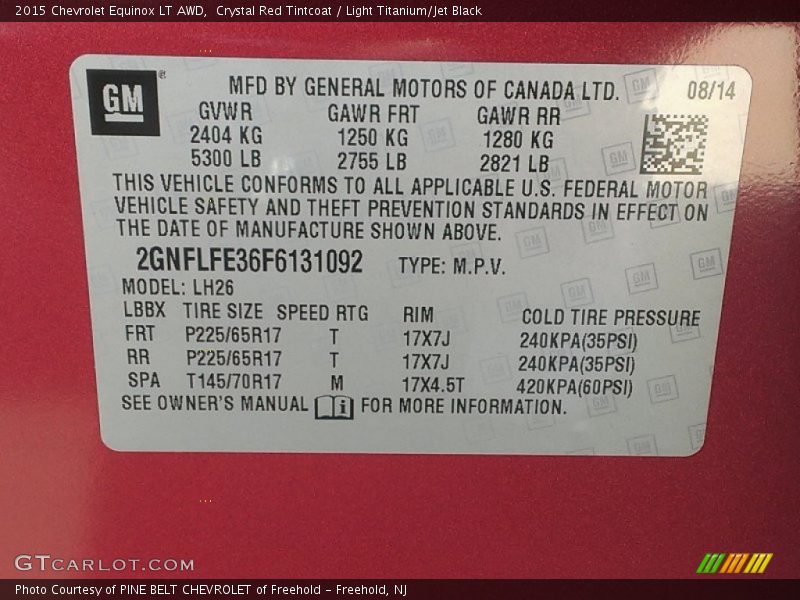 Crystal Red Tintcoat / Light Titanium/Jet Black 2015 Chevrolet Equinox LT AWD